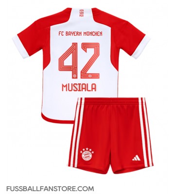 Bayern Munich Jamal Musiala #42 Replik Heimtrikot Kinder 2023-24 Kurzarm (+ Kurze Hosen)